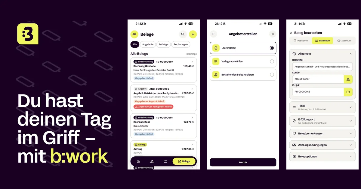b:work App testen: In 2 Minuten selbst ausprobieren
